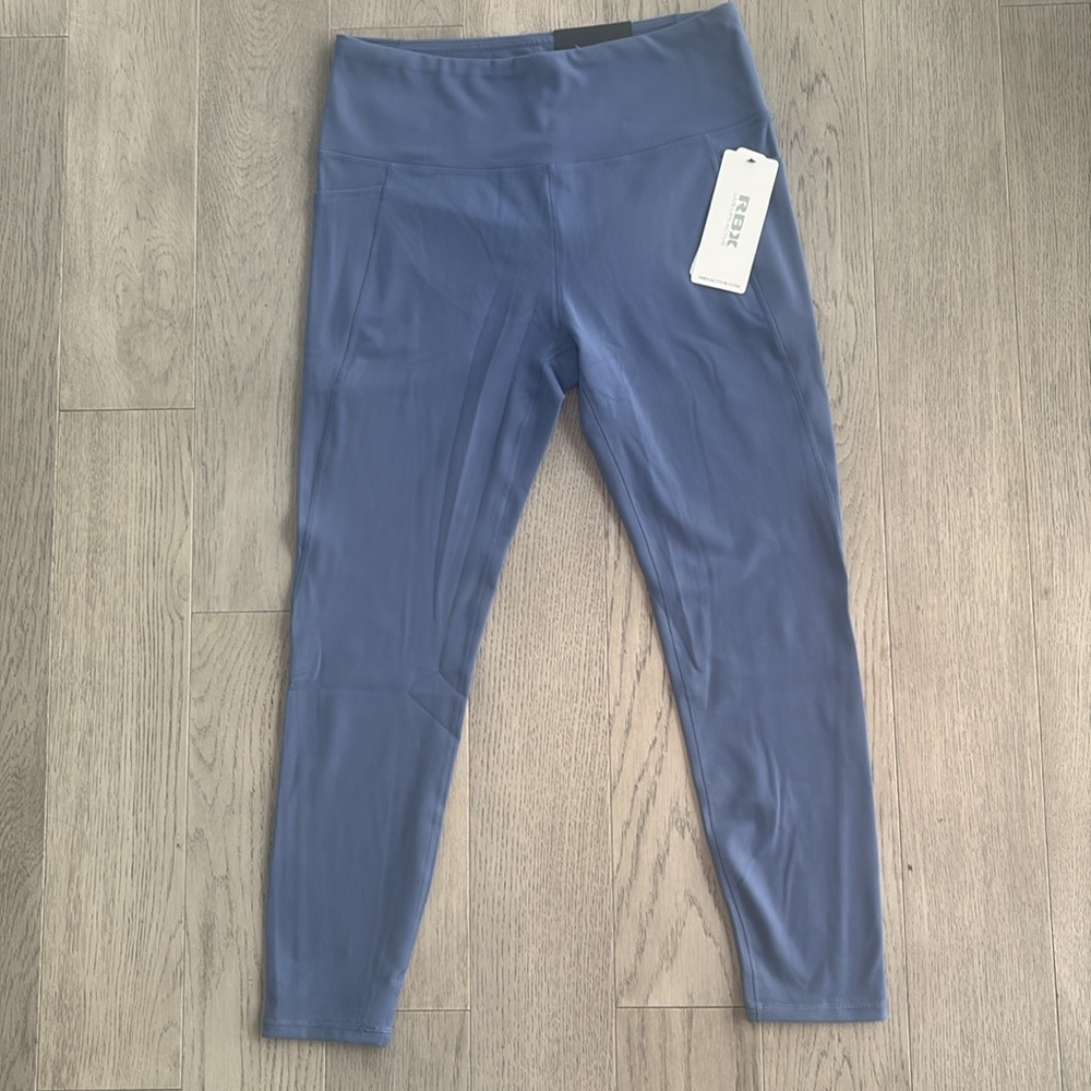 RBX Active Full Length High Waisted Blue Leggings with Pockets XL New - Picture 5 of 11